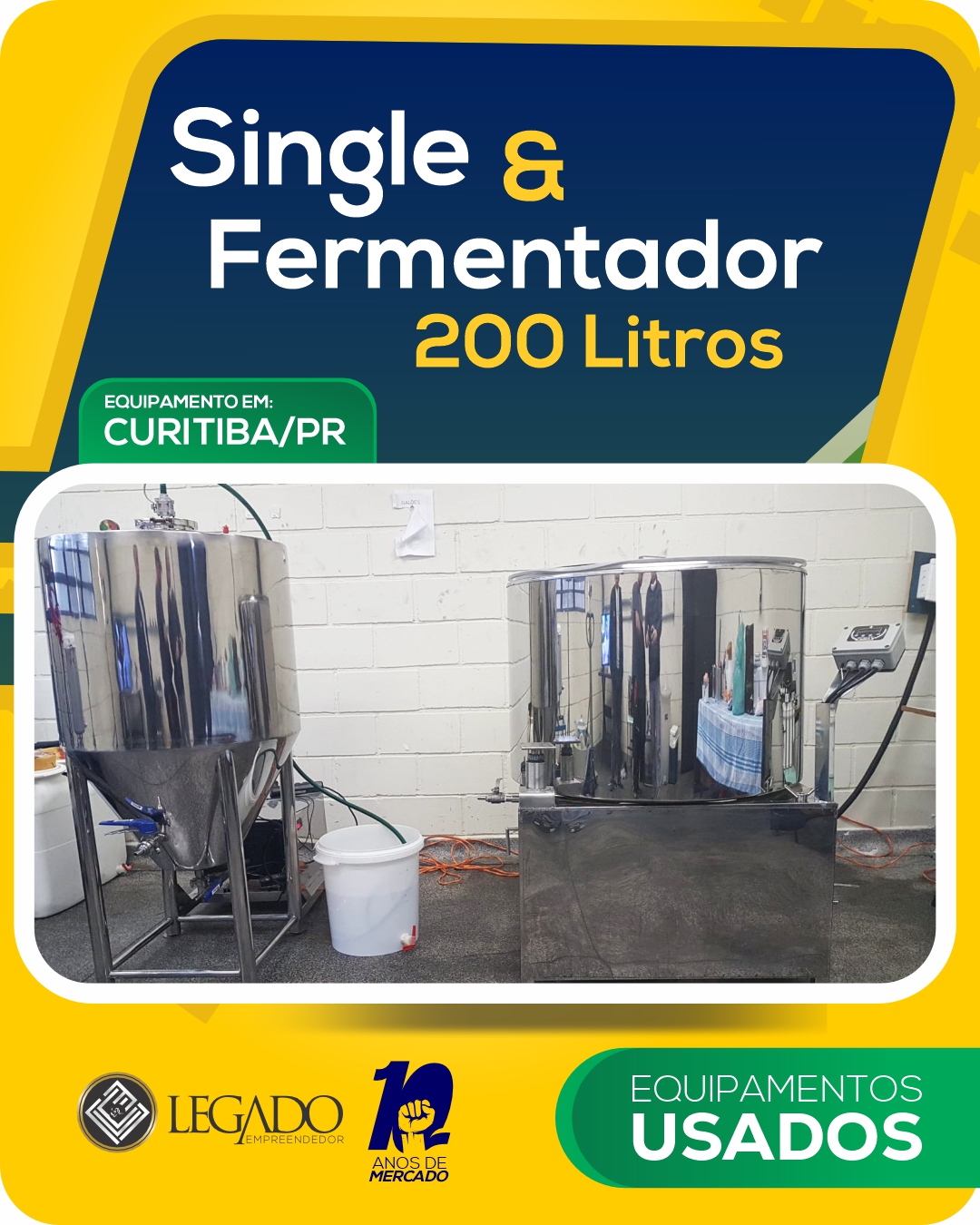 Single vessel + Fermentador 200 litros linha profissional